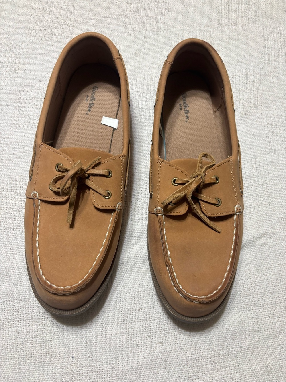Goodfellow & Co Tan Men’s Boat Shoes with White Stitching